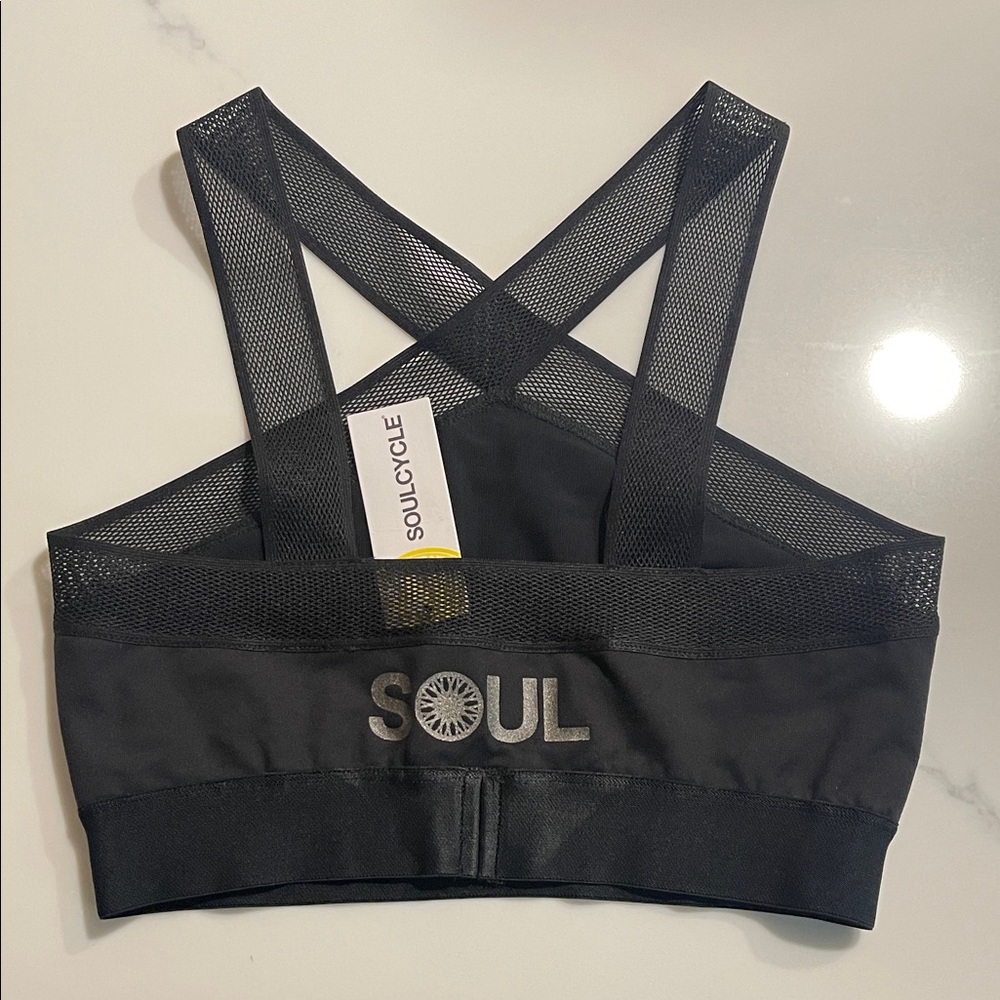 soulcycle Black Mesh Cross-Back Sports Bra